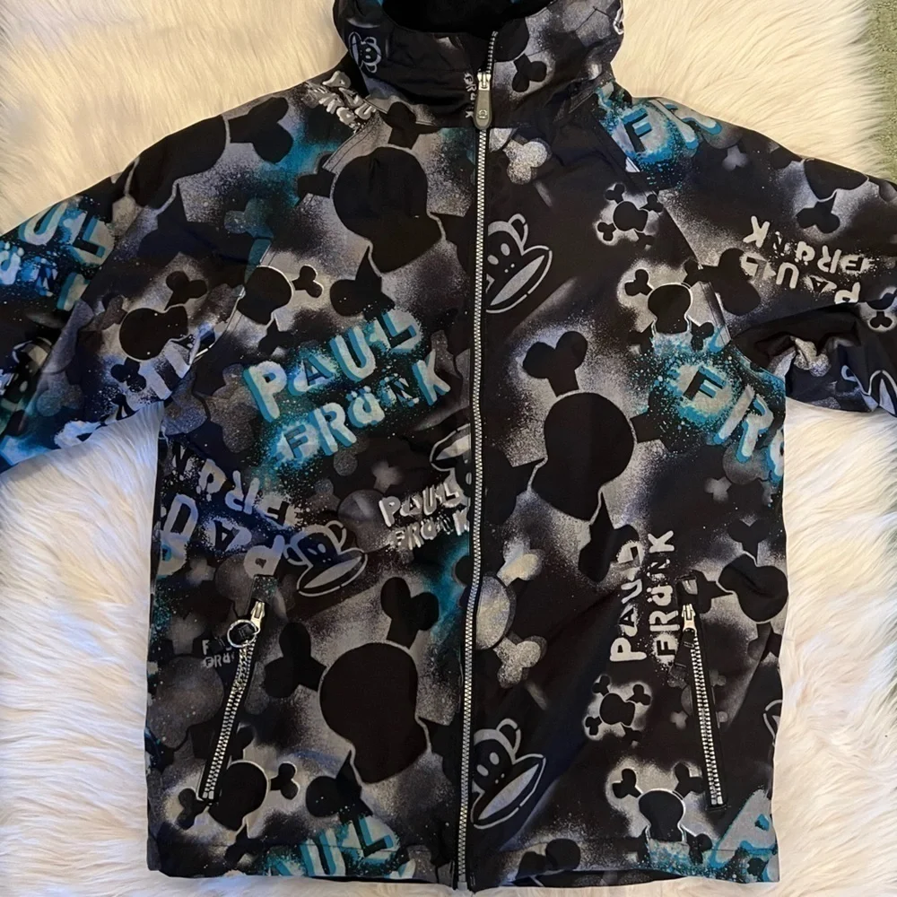 PAUL FRANK character stencil POW501 insulated snowboard jacket boys size XL
